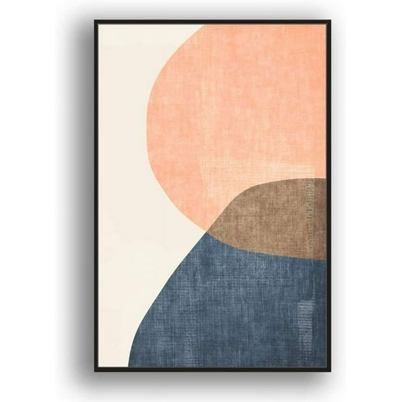 IDEA4WALL Framed Canvas Print Wall Art Faded Texture Green Banana Leaf Geometric Shapes Illustrations Modern Art Chic Colorful for Living Room, Bedroom, Office - 16"x24" Black