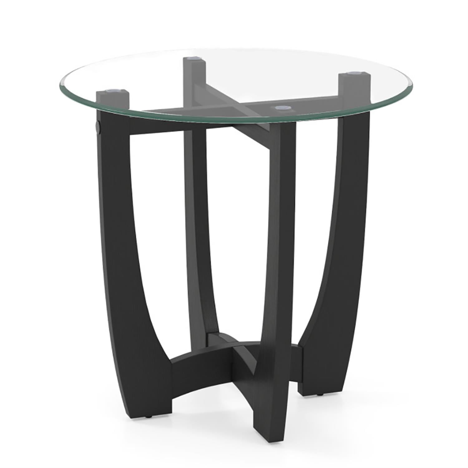 Demi Bonn Round Sofa Side Table, End Table with Tempered Glass Tabletop, for Small Spaces, Living Room, Bedroom, Black