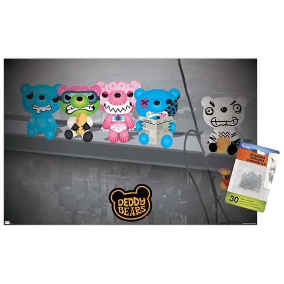 Deddy Bears - Lunch On A Skyscraper Wall Poster with Push Pins, 14.725" x 22.375"