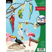 Bucilla Felt Applique Christmas Ornament Kit Tropical Birds, Set of 6