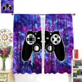 thumbnail image 3 of Gamer \u200bVideo Games Curtains, Blue Purple Thunder Gamepad Pattern Window Drapes for Boys Teens Living Room Bedroom Playing Gaming Room Decor, （W27.5xL63 Inch） x2 Panels, 3 of 6