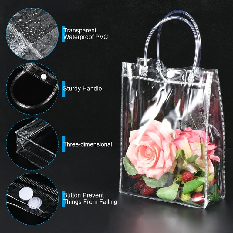 Uxcell Clear PVC Gift Bags 9x6.7x2.8 Reusable Mini Plastic Gift Wrap Tote  Bag with Handles, 40 Pack