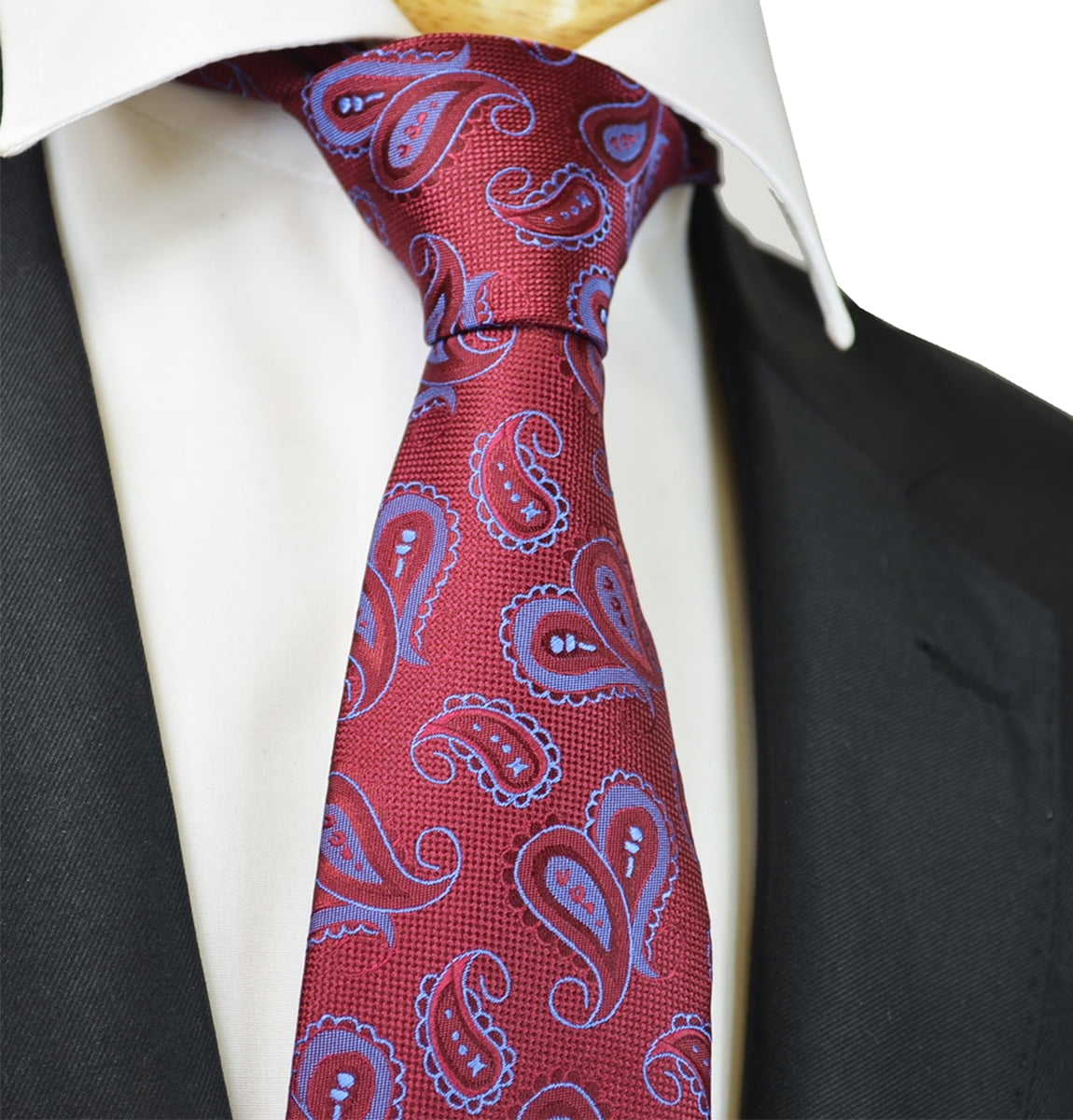 Burgundy and Blue Hand Made Classic Paisley Men's Ties