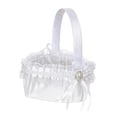 thumbnail image 4 of Cesta de flores de boda, cesta de flores de encaje blanco, elegante cesta de flores de satén para decoración de fiesta de de boda, 4 of 9