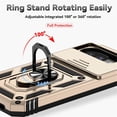 thumbnail image 6 of For Google Pixel 10a 6.3" Slim Fit With Slide Camera Cover & Rotated Ring Kickstand,Shockproof Phone Case,Gold,For Google Pixel 10a, 6 of 9