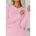 thumbnail image 2 of YOGAFOX Women's Button Mini Sweater Dress Formal Long Sleeve Bodycon（Light Pink,XL）, 2 of 5