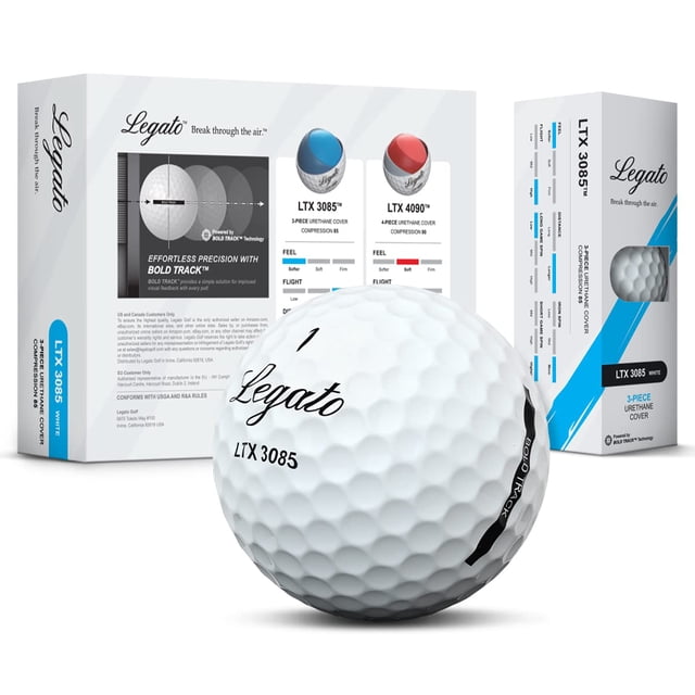 Pelotas de golf Legato LTX3085, cubierta de uretano de 3 piezas, compresión 85%