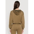 thumbnail image 5 of Womens Bubble Hem Fleece Lined Hooded Crop Sweatshirt, 5 of 5