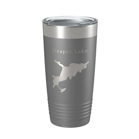 

Draper Lake Map Tumbler Travel Mug Insulated Laser Engraved Coffee Cup Florida 20 oz Dark Gray