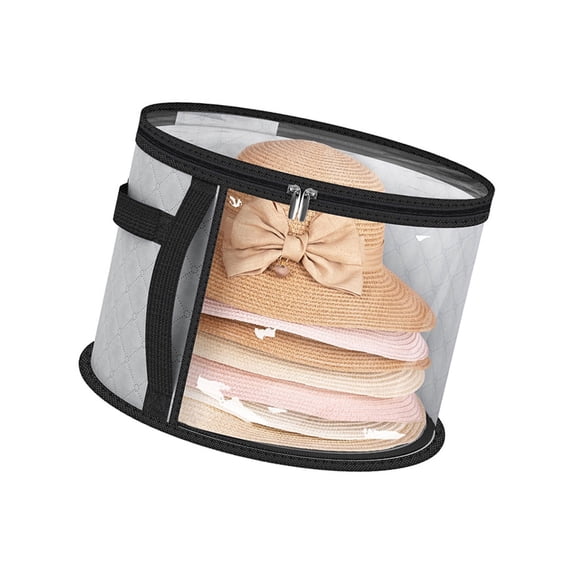 Fashionable Round Brim Caps Organiser Easy To Carry Storage Bag with Handle and Clear Window Portable Travel Hat Box