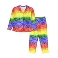 thumbnail image 1 of Balery Colorful Tie Dye Conjunto de Pijama con Estampado para Mujer, Conjunto de Dos Piezas con Manga Larga, Ropa de Dormir Suave con Bolsillos, Pijamas Cómodos-X-Large, 1 of 7