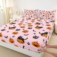 thumbnail image 4 of Manfei Fall Halloween Pattern Queen Sheets,Kawaii Pumpkin Lantern Queen Sheet Sets,4-Piece,1 Flat Sheet,1 Fitted Sheet and 2 Pillowcases, 4 of 6