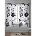 thumbnail image 4 of Vintage Flowers Curtains 72 Inch Length, Sheer Curtains for Bedroom Living Room Window Black White Farmhouse Floral Plants Rod Pocket Voile Drapes Kitchen Curtains Small Half Window 52"x72" 2 Panels, 4 of 6