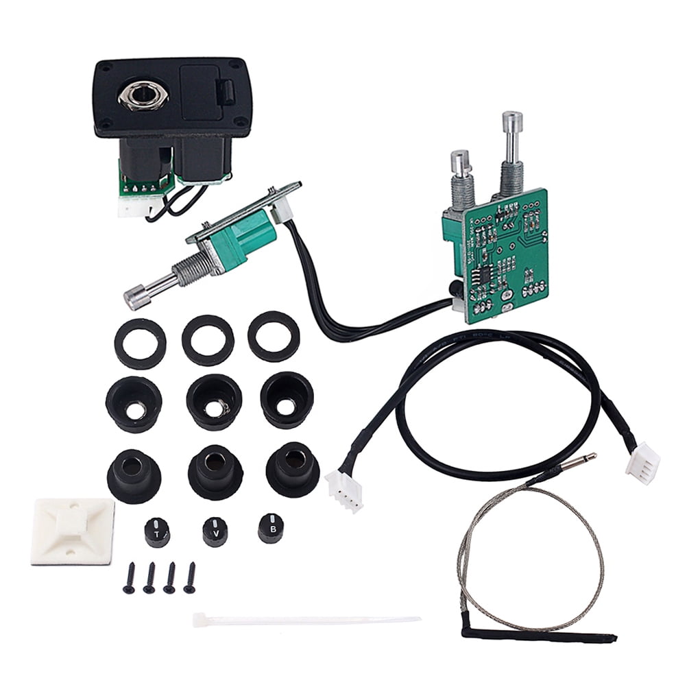 HINTRMENT Band Piezo Pickup System For Ukulele With Treble Bass Volume Preamp With Output Jack For Acoustic Instruments