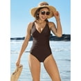 thumbnail image 5 of Womes Double Straps 1 Piece Swimsuit Tummy Control Bath Suit, 5 of 6