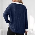 thumbnail image 6 of zaveiop Women Plus Size Casual Knit Sweater Lapel V Neck Solid Color Tops Lightweight Long Sleeve Blouses (Dark Blue, 4XL), 6 of 8