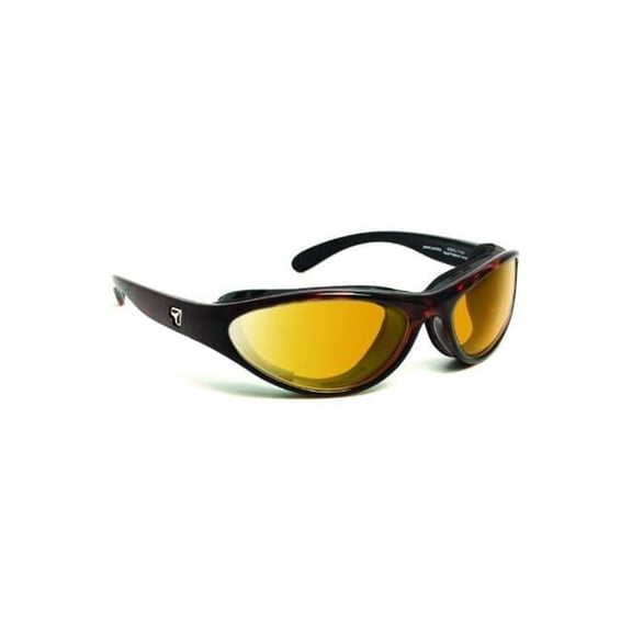 7eye Viento Wind-Blocking Padded Sunglasses for Outdoors, UV400, Yellow Lenses, Dark Tortoise, Small & Medium