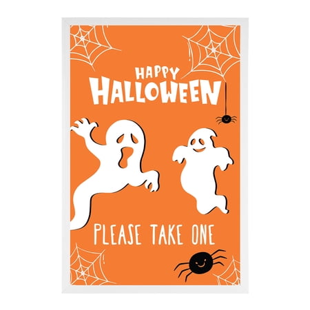 Koyal Wholesale Happy Halloween Candy Sign Scary Ghosts Halloween Signs 12 x 18 Inch Frame Included