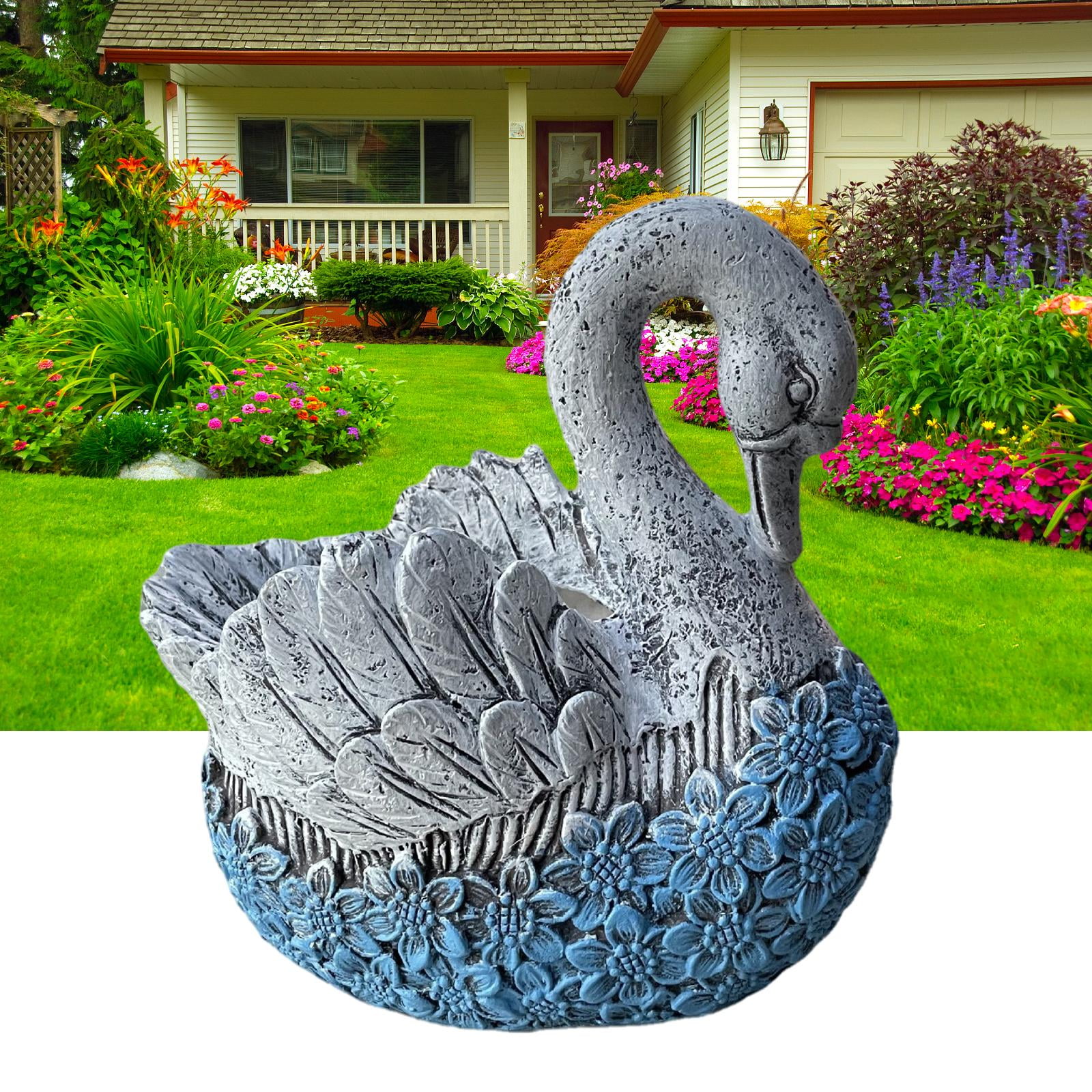 Zxpjkyu Loviver Swan Flowerpot Plant Pot Flower Pot Garden Decoration Outdoor 20x14x19cm