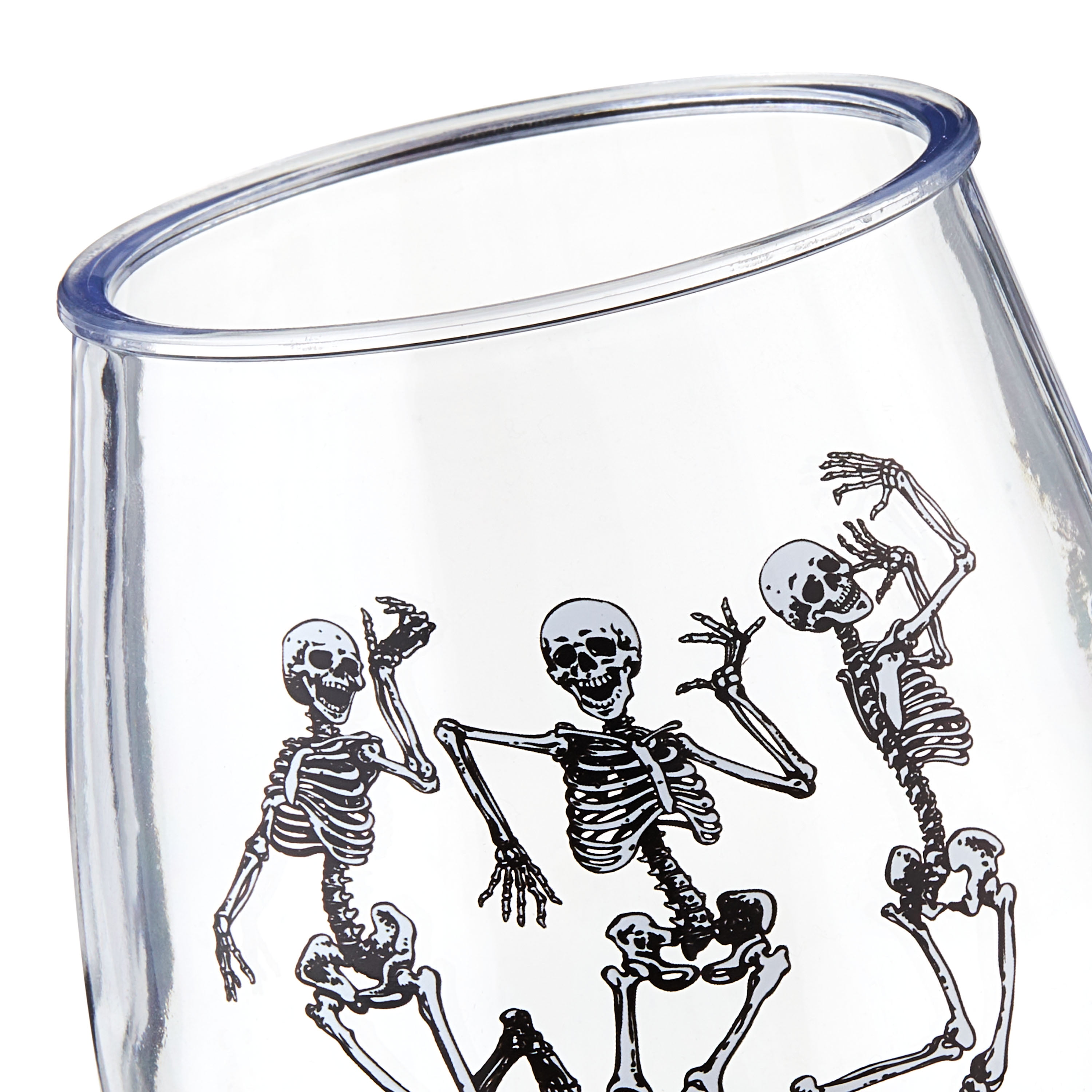 Way to Celebrate Clear Glass Stemless Wine Glass with Skull