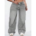 thumbnail image 2 of Plus Size Women’s Denim Straight Pants: Loose, Mid-Waist, Elastic Waistband for Year-Round Fashion, 2 of 4