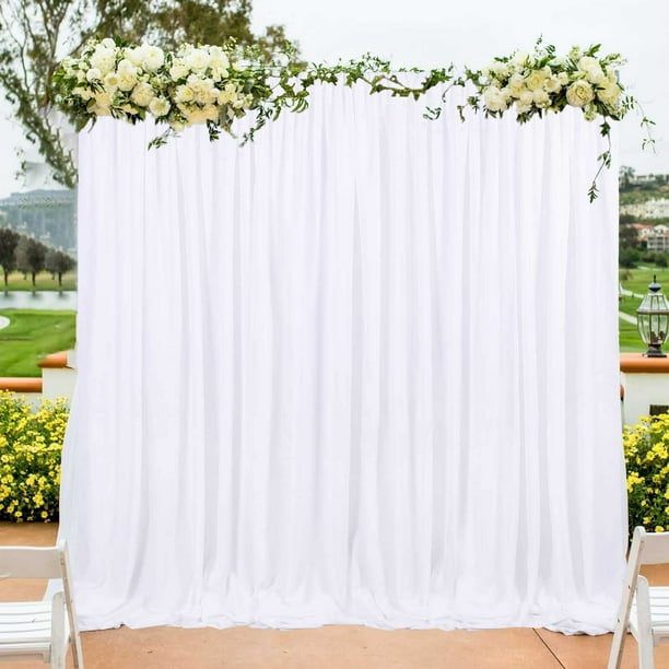 White Backdrop Curtains 2 Pieces 5ftx8ft Polyester Photo Backdrop Drapes Wedding Birthday Party
