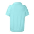 thumbnail image 4 of larppty Womens Polo Shirts Business Casual Work Tops Short Sleeve Button Down Collared V Neck Golf Blouse T-Shirt (Mint Green, M), 4 of 5