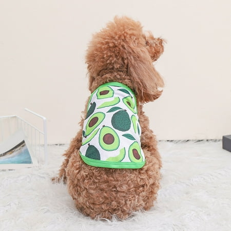 Lhujing Pet T-shirt Stretchy Breathable Sleeveless Pullover Pet Vest with Cartoon Fruit Print-Summer Clothes for Dogs like Yorkshire and French Bulldog