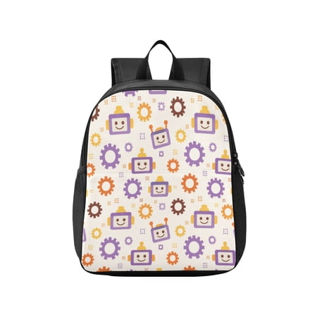 Toddler Backpack Purple Robot Gear Pattern Waterproof Lightweight Backpack Casual Mini Daypack for Daycare & Travel