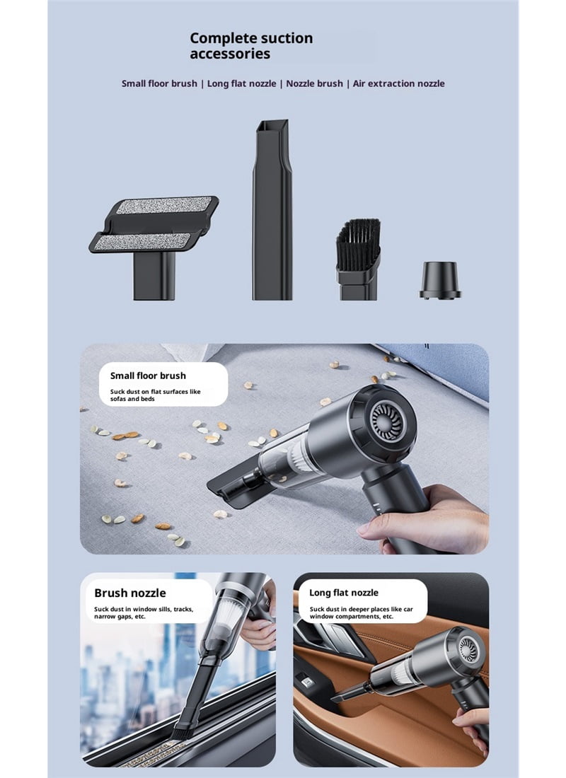 Handheld Vacuum Cordlessvacuum cleaner, 3 Speed 16000Pa Brushless Motor Mini Car Vacuum Portable Cordless,Suitable for Home, Kitchens, Offices, Car, Pet Hair, Gray