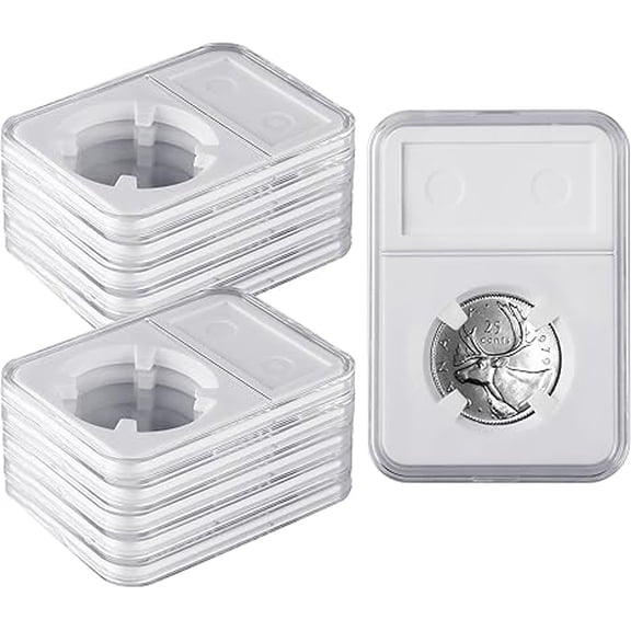 10 Packs 40mm Coin Slab Display Holder, Storage Case for American Silver Eagle 1 oz Coin, Clear Acrylic Cases for Coin Organize and Collection, Four-Point Fixation Coin Slab Capsules Protector