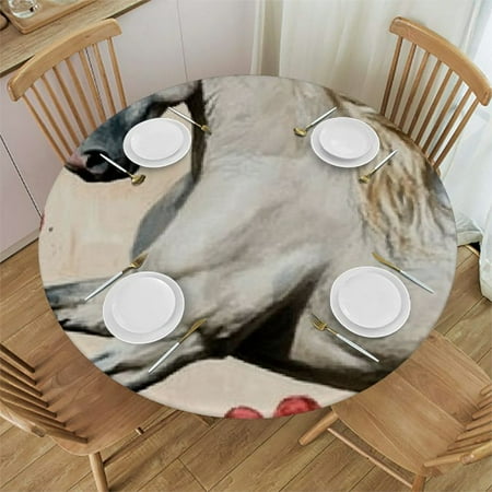 

Patifu Hearts Love Round Tablecloth | Stain-Resistant & Washable Indoor Outdoor Tablecloth | Wedding Party Polyester Outdoor Fitted Waterproof 31 -35