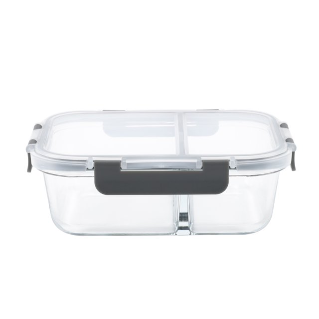 Mainstays Rectangle Glass Food Storage Container with Divider 980ML