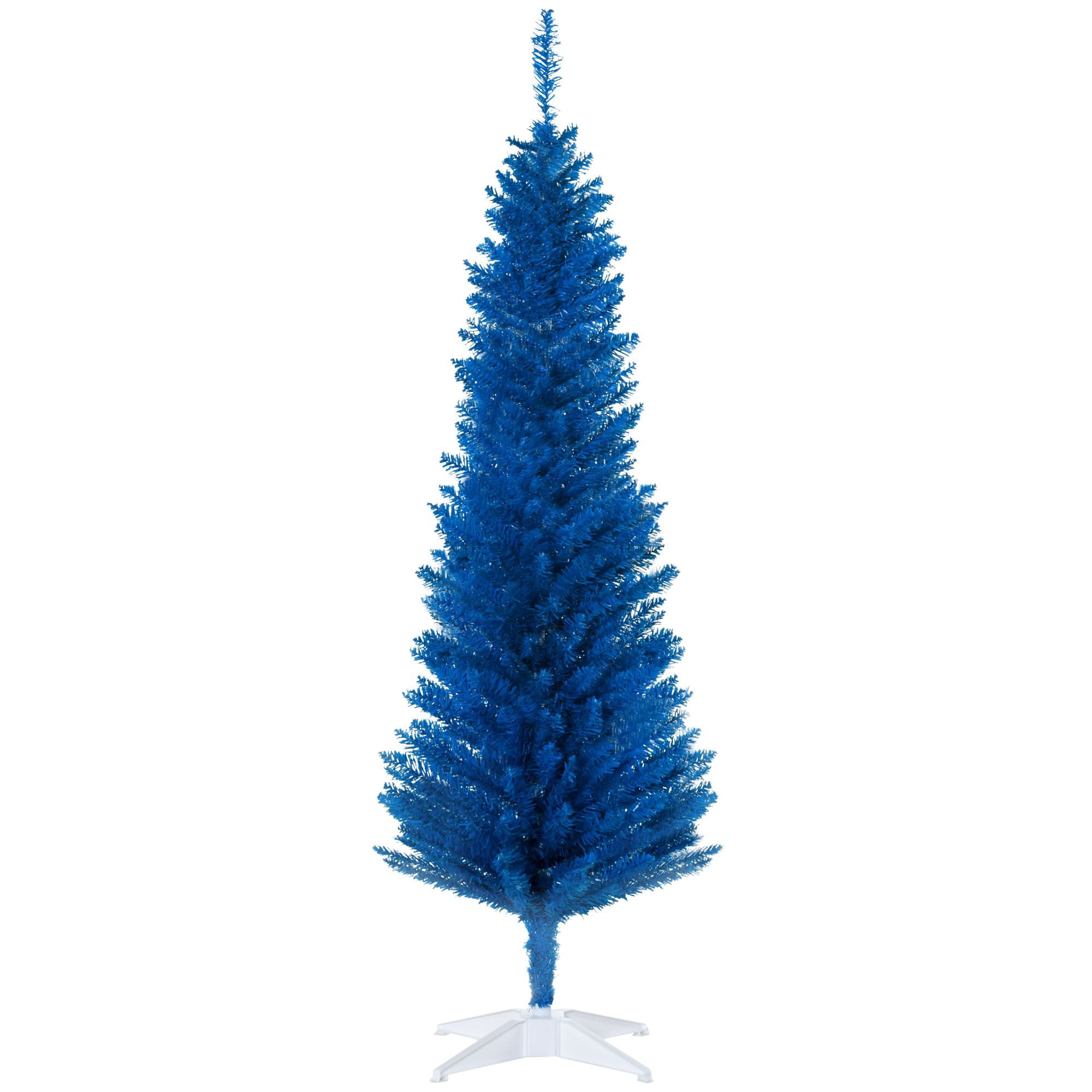 Pencil Christmas Tree, 5 ft Artificial Holiday Tree with 294 Branch Tips and Plastic Stand, Slim Space-Saving Design for Small Rooms and Apartments