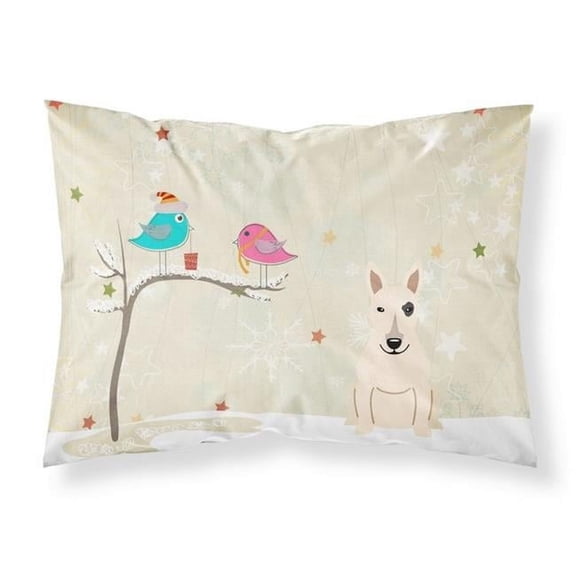 Christmas Presents Between Friends Bull Terrier White Fabric Standard Pillowcase, 20.5 x 0.25 x 30 in.