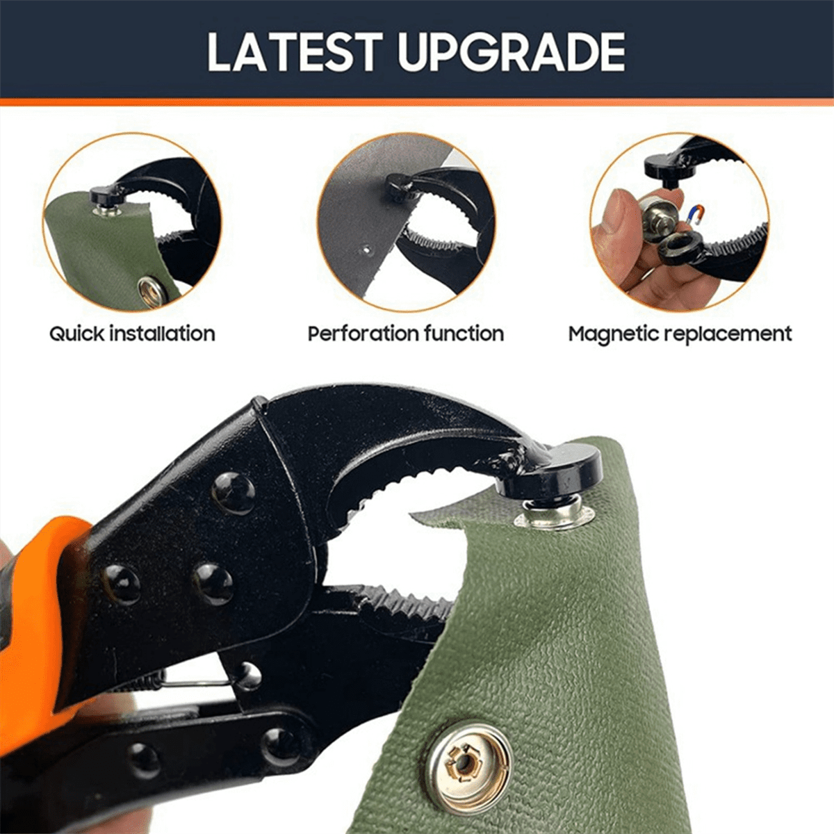 Heavy-Duty Snap Fastener Pliers Adjustable Tool Pliers with Three Dies for Leather Snap and Sewing