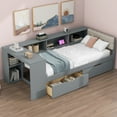 thumbnail image 3 of Euroco Wood Twin Size Platform Bed with Desk and Shelves, Drawers and USB Charging for Kids, Gray, 3 of 12