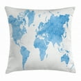 thumbnail image 1 of Map Throw Pillow Cushion Cover, Blue Watercolor Style World Map Artistic Pastel Colored Display of Continents, Decorative Square Accent Pillow Case, 20 X 20 Inches, Pale Blue White, by Ambesonne, 1 of 2