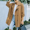 thumbnail image 2 of DHFJKG Trench Coat Women Classic Notched Lapel Loose Fit Mediun Length Overcoat With Pockets Office Lady Business Casual Wear Soft Outerwear, 2 of 4