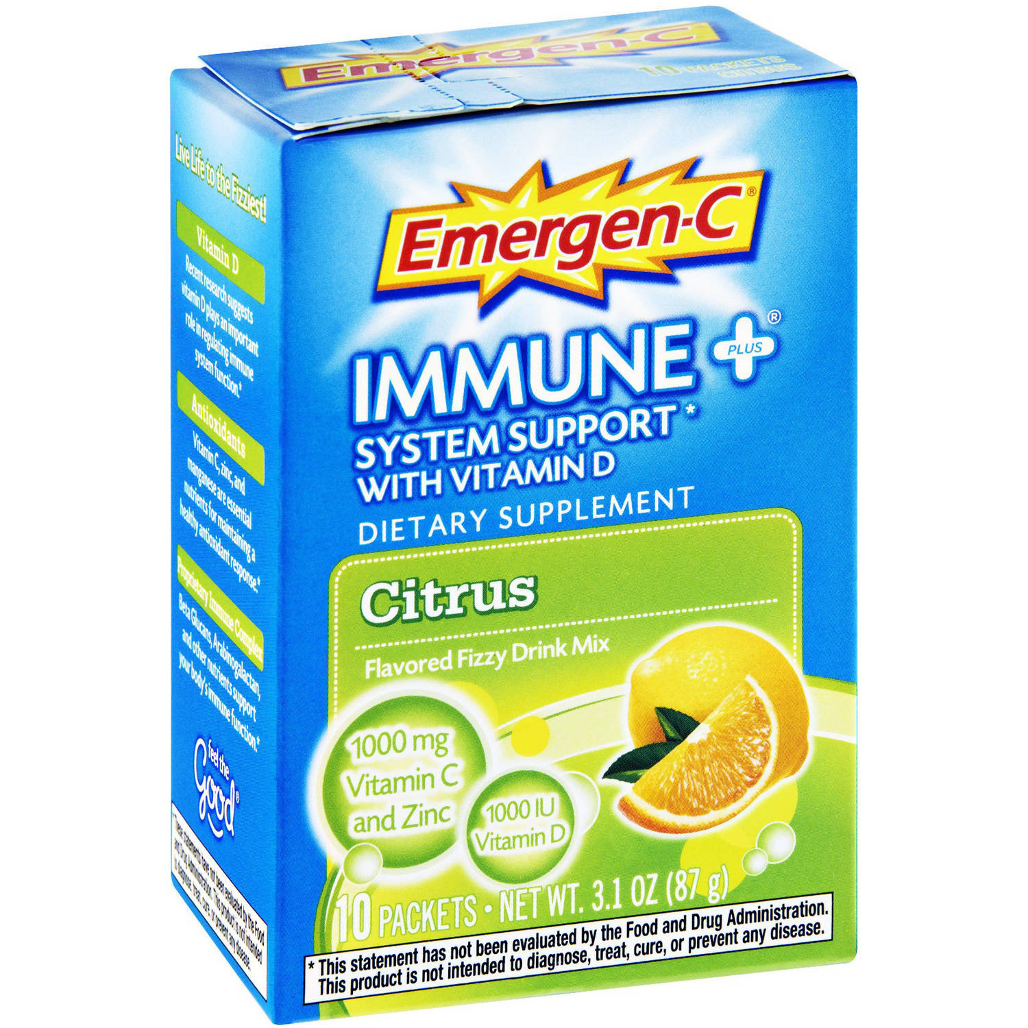 Emergen-C Flavored Fizzy Drink Mix, Immune Plus, Citrus, 10 CT by Emergen-C