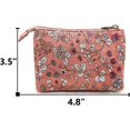 thumbnail image 3 of Women Small Zipper Coin Purse - Handmade Fabric Flower Embroidered Change Pouch - Cotton Double Zipper Wallet, 3 of 5