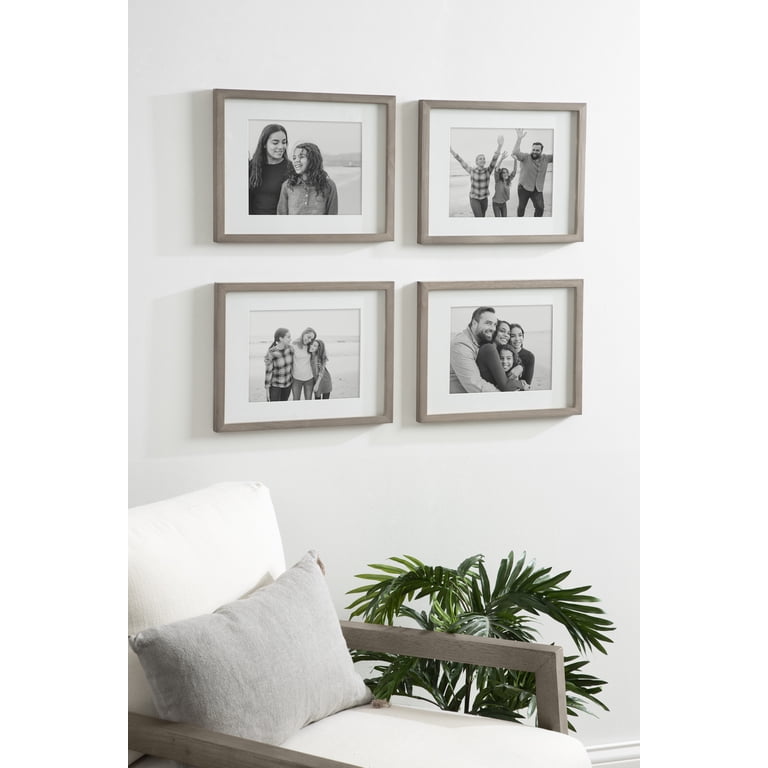 Scholartree Wood Gallery Picture Frames 11x14 Set Of 2, Matted To 8x10 Wall Frames Gray