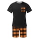 thumbnail image 4 of Mangas de Mano para Hombres Plaid Casual Home Sleepwear Manga Corta Cuello Redondo Top Y Pantalones Cortos Set, Algodón Poliéster Sala de Desgaste, 4 of 6