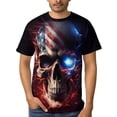 thumbnail image 4 of LAOLIUSN Men's Lightning Skull T-Shirt Patriotic Theme Tee American Flag Graphic Top, S-4XL, 4 of 7