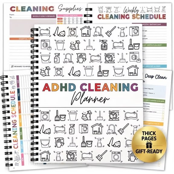 gleaminglife ADHD Cleaning Planner & Schedule Checklist Organizer – Daily, Weekly, Monthly & Annual Chore Chart Notebook, Durable Household Management Journal for Home & Family Tasks, Gift-Ready