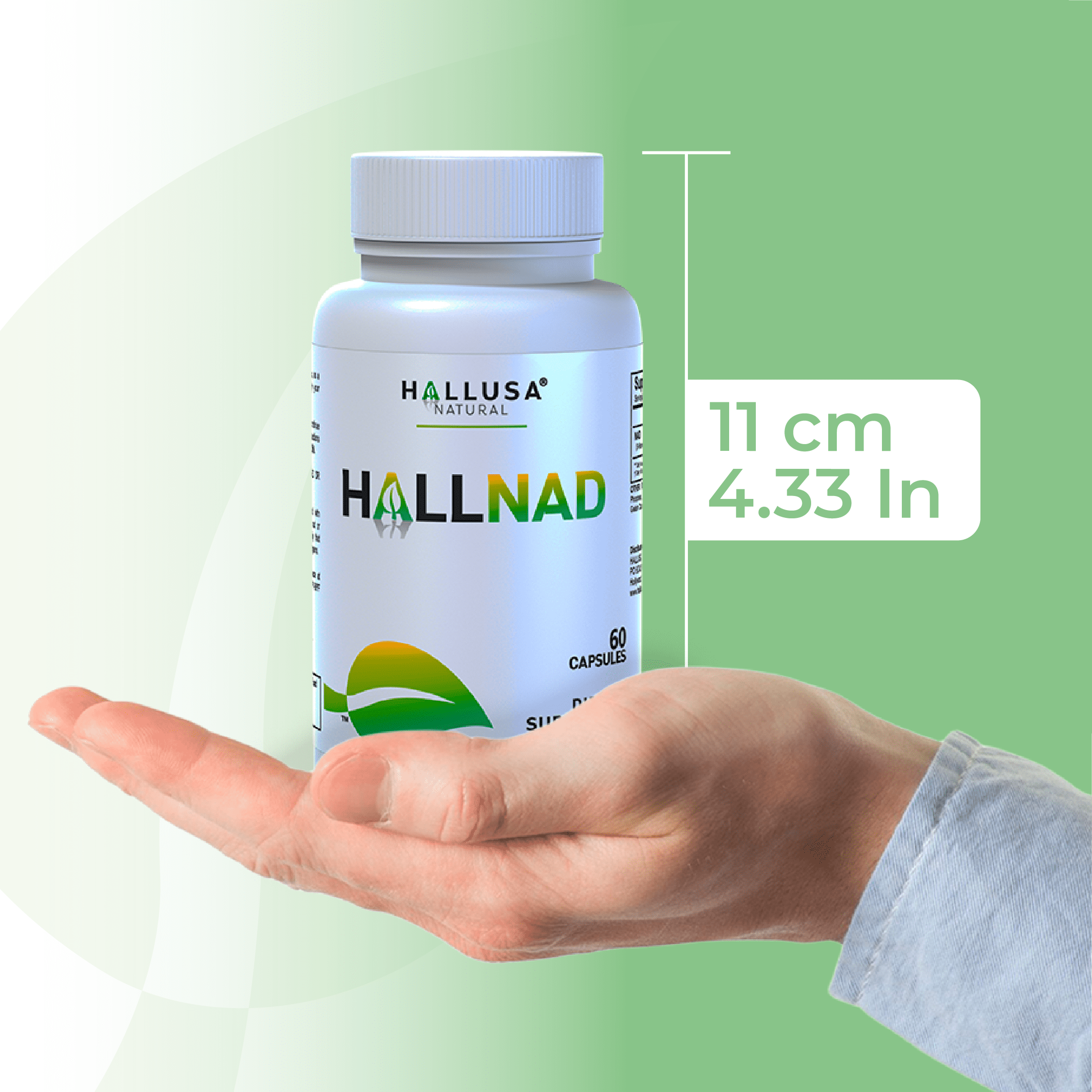 HALLNAD – NAD 100mg Max Strength, NADH Healthy Aging, Heart Health, Cellular Health, Fitness Support & Energy Management – 60 Caps