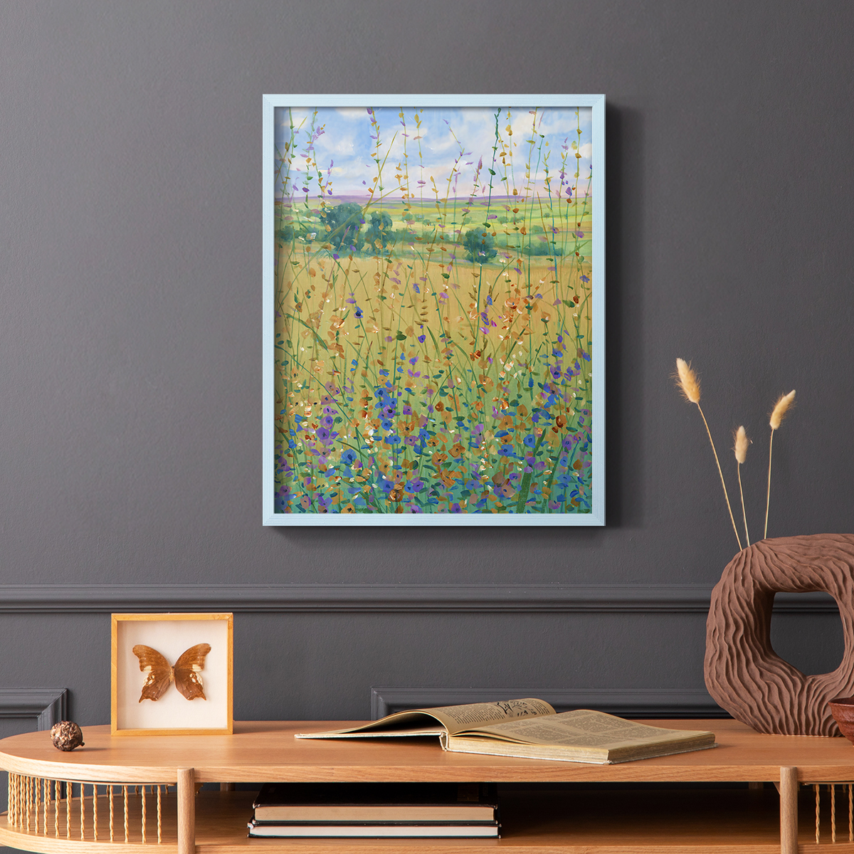 Wildflower Path I Framed Print - Solid Wood in Single Picture Frame Solid Wood 2 Framed Print