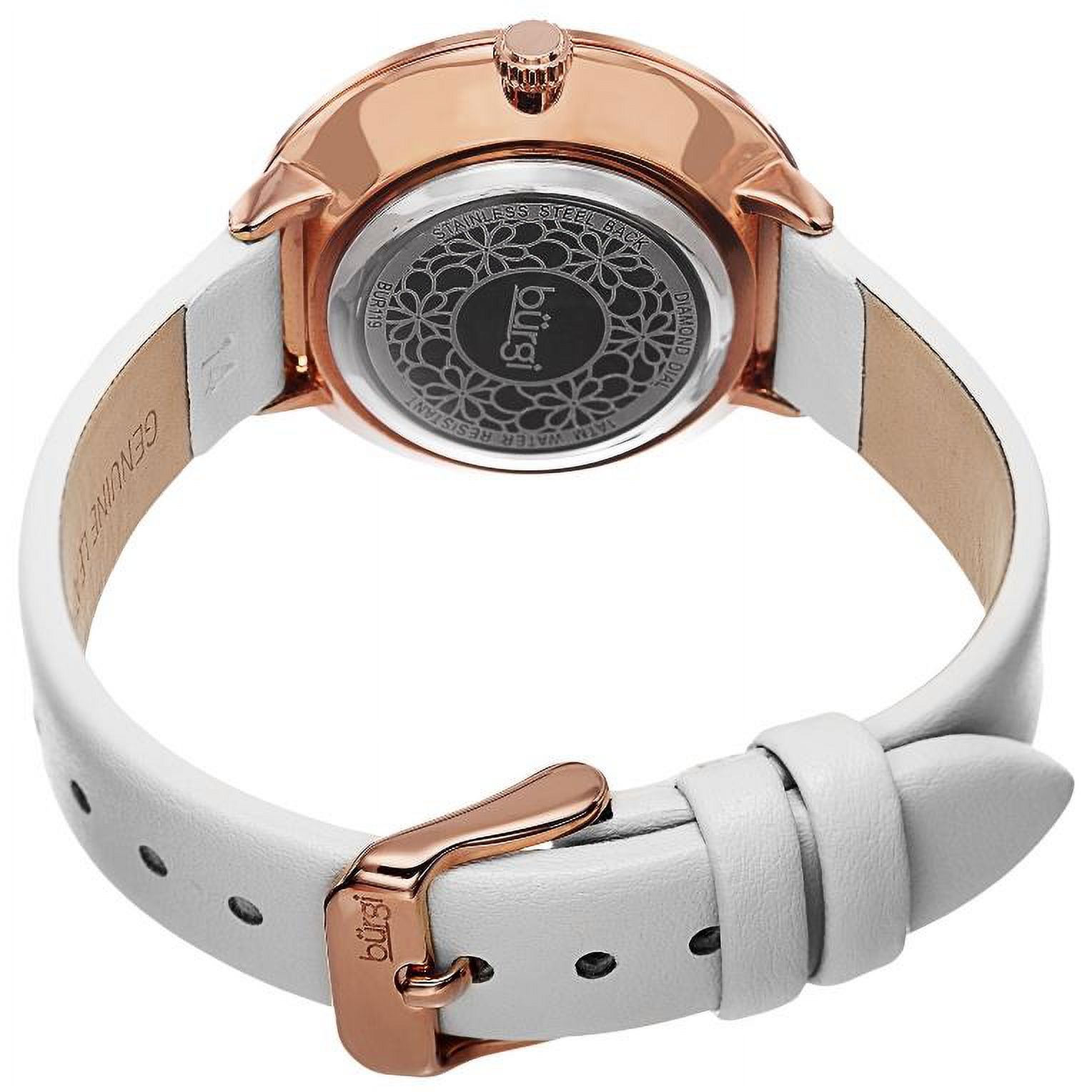 NWT Burgi Mother of Pearl Dial Diamond Rose Gold-tone Brass Ladies Watch Factory Diamond Mother Of Pearl Rolex Daydate in Rose Gold  main image 4