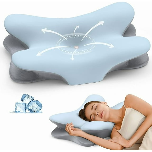 Cervical Neck Pillow for Pain Relief - Ergonomic Side Sleeper Pillow for Neck Support, Cooling Memory Foam Pillows for Sleeping, Contour Pillow Orthopedic Bed Pillow for Back Stomach Sleepers