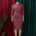 thumbnail image 3 of AURA Plus Size Elegant African Bodycon Midi Dress Large Lapel Three Quarter Sleeve High Waist Work Office Dress, 3 of 10